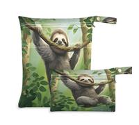 Waassud Borsa per pannolini riutilizzabile con bradipo nella giungla, con 2 tasche con cerniera, per costume da bagno e abbigliamento da palestra, Multicolore, Taglia unica, moderno