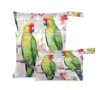 Waassud Borsa per pannolini riutilizzabile con due pappagalli sul ramo per organizzare i pannolini, con 2 tasche con cerniera per costume da bagno e vestiti da palestra, Multicolore, Taglia unica,