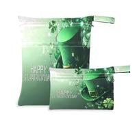 Waassud Borsa riutilizzabile per il giorno di San Patrizio per cappello bagnato asciutto borse organizer per pannolini borse organizer con 2 tasche con cerniera per costume da bagno vestiti da