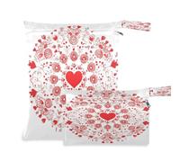 Waassud Borsa rotonda con mandala per San Valentino, riutilizzabile, organizer per pannolini, con 2 tasche con cerniera, per costume da bagno e abbigliamento da palestra, Multicolore, Taglia unica,