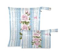 Waassud Bows and Roses - Borsa per pannolini bagnata riutilizzabile, con 2 tasche con cerniera, per costume da bagno e palestra, Multicolore, Taglia unica, moderno