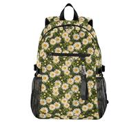 Waassud Bright White Daises - Zaino per computer portatile, unisex, 20 l, stile casual, con scomparto per notebook da 14 pollici, leggero, per università, lavoro, attività all'aperto