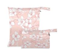 Waassud Cherry Blossom Line Art Wet Dry Bag riutilizzabile Wet Bags Organizer Borsa per pannolini Organizzatore Borse Organizzazione con 2 tasche con cerniera per costume da bagno Abbigliamento