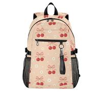 Waassud Cherry Tied Bows, zaino per computer portatile, unisex, 20 l, casual, con scomparto per notebook da 14 pollici, leggero, per università, lavoro, attività all'aperto