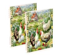 Waassud Chickens on Grassland - Quaderni a spirale per lavoro e università, a righe, staccabili, 60 pagine, formato A5, forniture per ufficio, 1 confezione