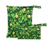Waassud Clovers con scintille e monete Wet Dry Bag riutilizzabile Wet Bags Organizer Borsa per pannolini Organizzatore Borse con 2 tasche con cerniera per costume da bagno abbigliamento palestra,