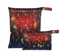 Waassud Decorazioni natalizie Wet Dry Bag riutilizzabili Wet Bags Organizer Borsa per pannolini Organizzatore Borse con 2 tasche con cerniera per costume da bagno vestiti da palestra, Multicolore,