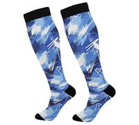 Waassud Dynamic Blue Brush Strokes Calze a compressione per donne e uomini Circolazione 20-30 mmHg Calze alte al ginocchio Infermiere Viaggio Calze 1 paio, Multi, Taglia unica
