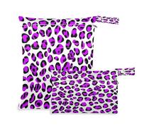 Waassud Dynamic Leopard Wet Dry Bag riutilizzabile Wet Bags Organizer Borsa per pannolini Organizzatore Borse con 2 tasche con cerniera per costume da bagno abbigliamento palestra
