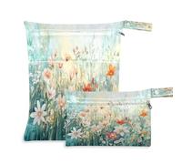 Waassud Enchanting Flower Gardens - Borsa per pannolini riutilizzabile con 2 tasche con cerniera per costume da bagno e abbigliamento da palestra, Multicolore, Taglia unica, moderno