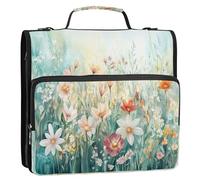 Waassud Enchanting Flower Gardens - Raccoglitore con cerniera a 3 anelli con tracolla e manico, anello a D da 3,8 cm, 500 fogli espandibili