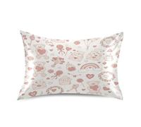 Waassud Federa in raso di San Valentino per capelli e pelle Heartfelt Valentine Doodles Federe per cuscini in seta liscia queen size federe rinfrescanti con chiusura a busta