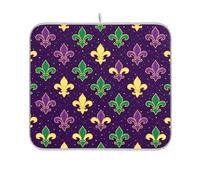 Waassud Fleur-de-lis Mardi Gras - Tappetino scolapiatti assorbente, antiscivolo, per bancone della cucina, 45,7 x 40,6 cm