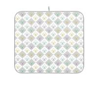 Waassud Fleur-de-lis - Tappetino scolapiatti a griglia diamantata, assorbente, antiscivolo, per cucina, bancone cucina, 45,7 x 40,6 cm