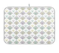 Waassud Fleur-de-lis - Tappetino scolapiatti a griglia diamantata, assorbente, antiscivolo, per cucina, bancone cucina, 45 x 61 cm