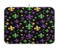 Waassud Fleur-de-lis - Tappetino scolapiatti assorbente, antiscivolo, per cucina, bancone e piatti, 45 x 61 cm