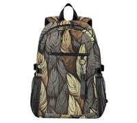 Waassud Golden Feather Art - Zaino per computer portatile, unisex, 20 l, stile casual, con scomparto per notebook da 14 pollici, leggero, per università, lavoro, attività all'aperto