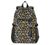 Waassud Golden Leopard - Zaino per computer portatile, unisex, 20 l, casual, con scomparto per notebook da 14 pollici, leggero, per università, lavoro, attività all'aperto