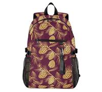 Waassud Golden Pinecone - Zaino per computer portatile, unisex, 20 l, stile casual, con scomparto per notebook da 14 pollici, leggero, per università, lavoro, attività all'aperto