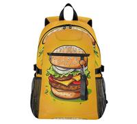 Waassud Gourmet Burger - Zaino per computer portatile, unisex, 20 l, casual, con scomparto per notebook da 14 pollici, leggero, per università, lavoro, attività all'aperto