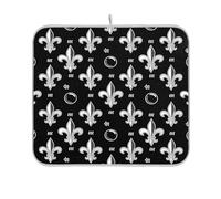 Waassud Grassetto bianco Fleur-de-lis scolapiatti assorbente scolapiatti antiscivolo tappetino scolapiatti per cucina, tappetino scolapiatti essenziale per cucina, 45,7 x 40,6 cm