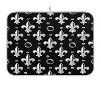 Waassud Grassetto bianco Fleur-de-lis tappetino scolapiatti assorbente scolapiatti antiscivolo tappetino scolapiatti per cucina, tappetino scolapiatti essenziale per cucina, 45 x 61 cm