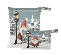 Waassud Happy Christmas - Borsa organizer per pannolini, con gnomo, riutilizzabile, con 2 tasche con cerniera, per costume da bagno e abbigliamento da palestra