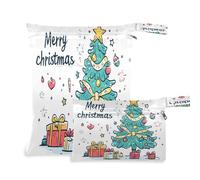 Waassud Happy Christmas - Borsa per pannolini, riutilizzabile, con 2 tasche con cerniera, per costume da bagno e palestra