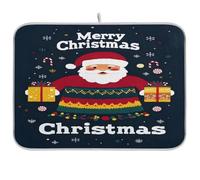 Waassud Happy Santa Claus - Tappetino scolapiatti assorbente, antiscivolo, per cucina, bancone cucina, 45 x 61 cm