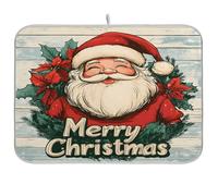 Waassud Happy Santa Claus - Tappetino scolapiatti assorbente, antiscivolo, per cucina, bancone e piatti, 45 x 61 cm