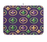 Waassud Mardi Gras Fleur-de-lis - Tappetino scolapiatti assorbente, antiscivolo, per bancone della cucina, 45 x 61 cm