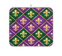 Waassud Mardi Gras Fleur De Lis - Tappetino scolapiatti assorbente, antiscivolo, per cucina, bancone e piatti, 45,7 x 40,6 cm