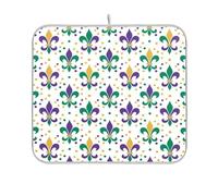Waassud Mardi Gras Fleur-de-lis - Tappetino scolapiatti assorbente, antiscivolo, per cucina, bancone piatti, 45,7 x 40,6 cm