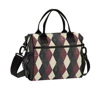 Waassud Maroon Diamond Patten Borsa per il pranzo per donne e uomini, isolata, riutilizzabile, a prova di perdite, borsa per il pranzo per campeggio, picnic, media