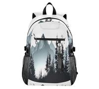 Waassud Mountain with Pine Trees, zaino per computer portatile, unisex, 20 l, casual, con scomparto per notebook da 14 pollici, leggero, per università, lavoro, attività all'aperto