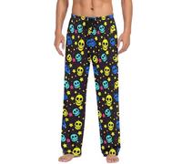 Waassud Pantaloni del pigiama da uomo con teschi e stelle dei cartoni animati, pantaloni della tuta morbidi con tasche, pantaloni del pigiama da uomo, S, Multicolore, XXL
