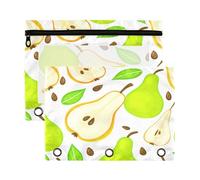 Waassud Pears - Astuccio per 3 raccoglitori ad anelli, confezione da 2 astucci lisci con cerniera, materiale scolastico trasparente