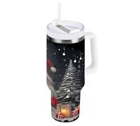 Waassud Present Tumbler con manico e cannuccia a tenuta stagna tazza isolata in acciaio inox bottiglia d'acqua tazza da caffè regalo da viaggio per le donne 1,18 once