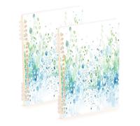 Waassud Quaderni a spirale con gocce di pioggia ad acquerello, per lavoro, università, quaderni a righe staccabili, 60 pagine, formato A5, forniture per ufficio, confezione da 2