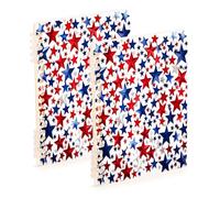 Waassud Quaderni a spirale con stelle rosse e blu per lavoro, università, staccabili, a righe, 60 pagine, formato A5, forniture per ufficio, confezione da 2