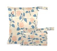 Waassud Rose Wet Dry Bag riutilizzabile Wet Bag Organizer Borsa per pannolini Organizzatore Borse con 2 tasche con cerniera per costume da bagno abbigliamento palestra, Multicolore, Taglia unica,