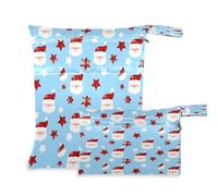 Waassud Santa's Head, borsa per pannolini riutilizzabile con 2 tasche con cerniera per costume da bagno e abbigliamento da palestra