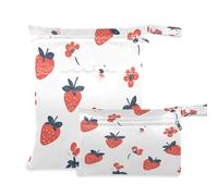 Waassud Semplice borsa per pannolini con fragole e fiori, riutilizzabile, con 2 tasche con cerniera per costume da bagno e abbigliamento da palestra, Multicolore, Taglia unica, moderno