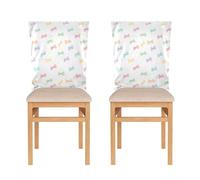 Waassud Set di 6 coprisedie elasticizzati per sala da pranzo, con fiocco arcobaleno, per feste e feste