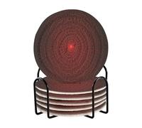 Waassud Set di 6 sottobicchieri rotondi assorbenti da 10 cm, motivo ragnatela rossa, con supporto, per bevande, per proteggere il tavolo, cucina, ufficio, scrivania