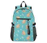 Waassud Simpatico zaino per computer portatile con adesivi Capybaras, per donne e uomini, zaino da viaggio casual da 20 l, con scomparto per notebook da 14 pollici, zaino leggero per università