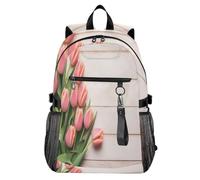 Waassud Simpatico zaino per computer portatile con tulipani, per donne e uomini, zaino da viaggio casual da 20 l, con scomparto per notebook da 14 pollici, leggero, per università, lavoro, attività