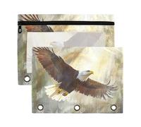 Waassud Soaring Eagle - Astuccio per raccoglitori a 3 anelli, confezione da 2 astucci lisci con cerniera, materiale scolastico trasparente, Multicolore, one sizex2