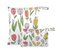 Waassud Spring Blooms - Borsa organizer per pannolini e pannolini, riutilizzabile, con 2 tasche con cerniera, per costume da bagno e abbigliamento da palestra, Multicolore, Taglia unica, moderno