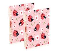Waassud Taccuino a spirale con coccinelle rosse per lavoro e università, a righe, staccabile, 60 pagine, formato A5, forniture per ufficio, 1 confezione